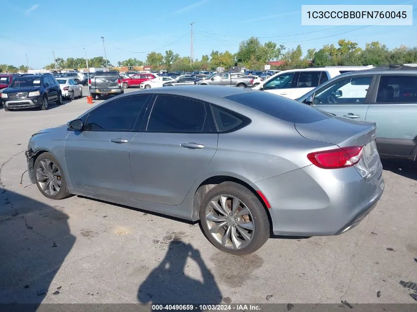 2015 Chrysler 200 S VIN: 1C3CCCBB0FN760045 Lot: 40490659