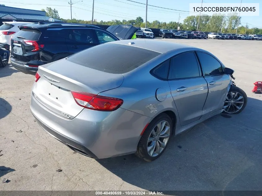 2015 Chrysler 200 S VIN: 1C3CCCBB0FN760045 Lot: 40490659