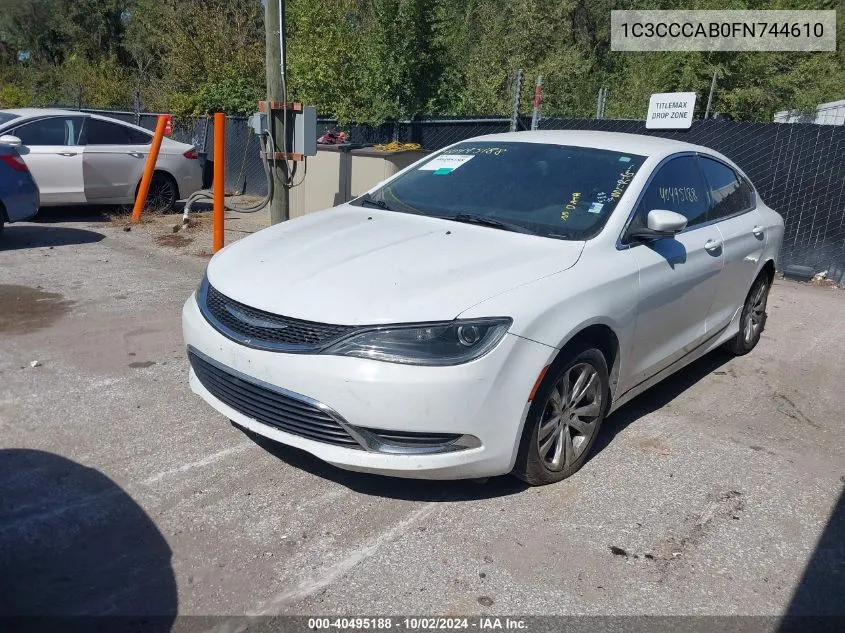 2015 Chrysler 200 Limited VIN: 1C3CCCAB0FN744610 Lot: 40495188