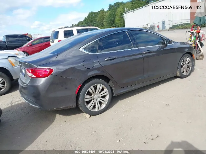 2015 Chrysler 200 Limited VIN: 1C3CCCAB5FN569142 Lot: 40505408