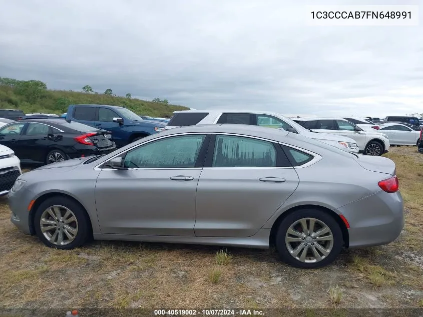 2015 Chrysler 200 Limited VIN: 1C3CCCAB7FN648991 Lot: 40519002