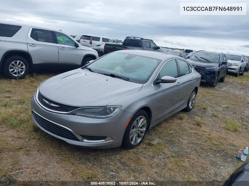 2015 Chrysler 200 Limited VIN: 1C3CCCAB7FN648991 Lot: 40519002