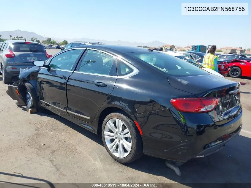 2015 Chrysler 200 Limited VIN: 1C3CCCAB2FN568756 Lot: 40519519