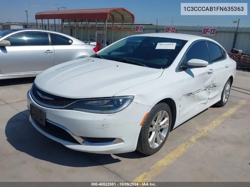 2015 Chrysler 200 Limited VIN: 1C3CCCAB1FN635363 Lot: 40522051