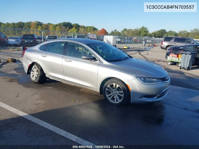 2015 Chrysler 200 Limited VIN: 1C3CCCAB4FN703557 Lot: 40537638