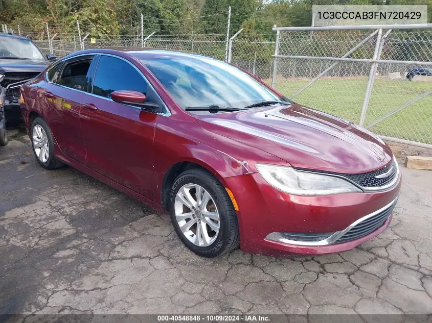 2015 Chrysler 200 Limited VIN: 1C3CCCAB3FN720429 Lot: 40548848