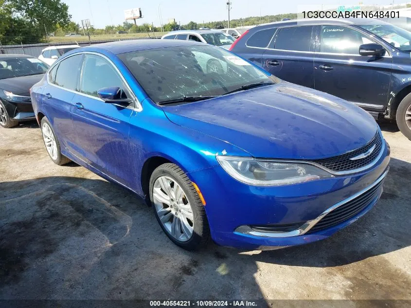 2015 Chrysler 200 Limited VIN: 1C3CCCAB4FN648401 Lot: 40554221