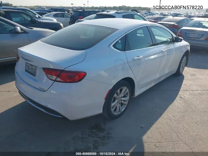 2015 Chrysler 200 Limited VIN: 1C3CCCAB0FN578220 Lot: 40568080