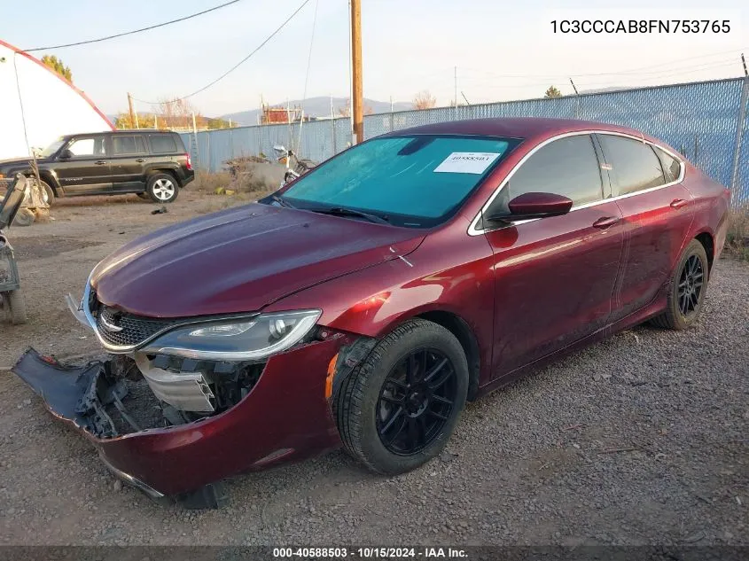 2015 Chrysler 200 Limited VIN: 1C3CCCAB8FN753765 Lot: 40588503