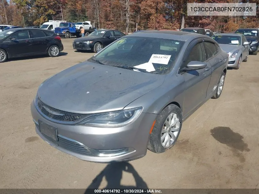 2015 Chrysler 200 Limited VIN: 1C3CCCAB0FN702826 Lot: 40614792