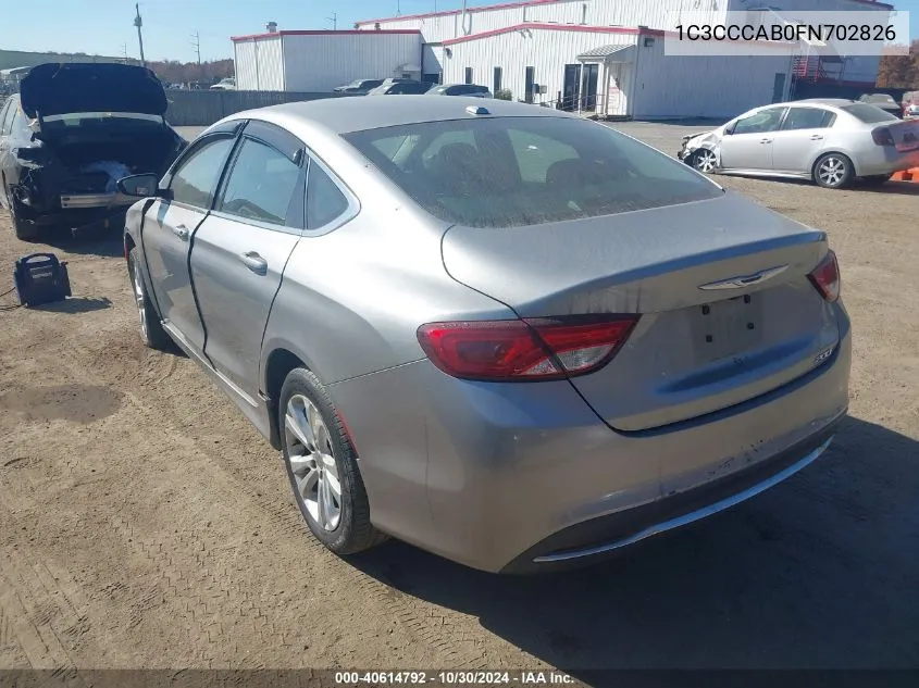 2015 Chrysler 200 Limited VIN: 1C3CCCAB0FN702826 Lot: 40614792