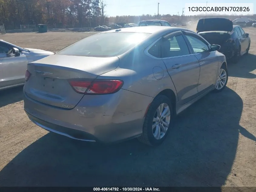 2015 Chrysler 200 Limited VIN: 1C3CCCAB0FN702826 Lot: 40614792