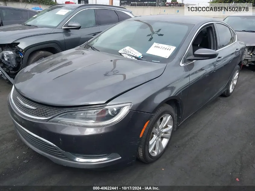 2015 Chrysler 200 Limited VIN: 1C3CCCAB5FN502878 Lot: 40622441