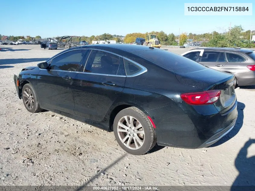 2015 Chrysler 200 Limited VIN: 1C3CCCAB2FN715884 Lot: 40627052