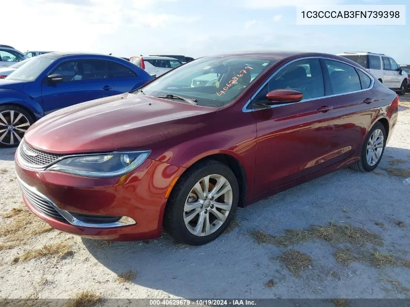 2015 Chrysler 200 Limited VIN: 1C3CCCAB3FN739398 Lot: 40629679