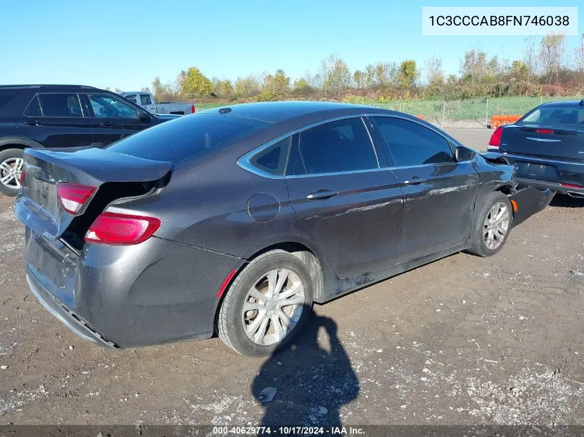 2015 Chrysler 200 Limited VIN: 1C3CCCAB8FN746038 Lot: 40629774