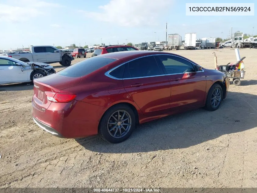 2015 Chrysler 200 Limited VIN: 1C3CCCAB2FN569924 Lot: 40644737