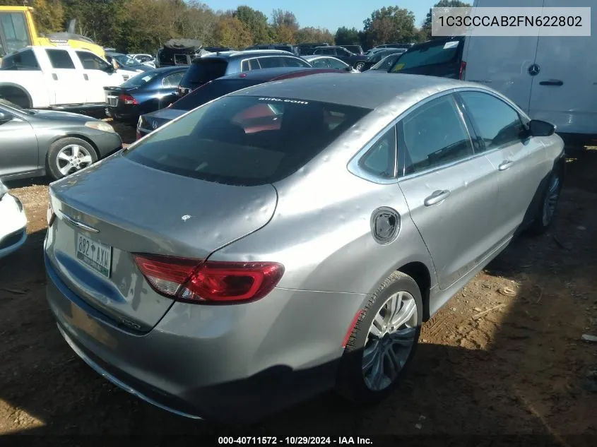 2015 Chrysler 200 Limited VIN: 1C3CCCAB2FN622802 Lot: 40711572