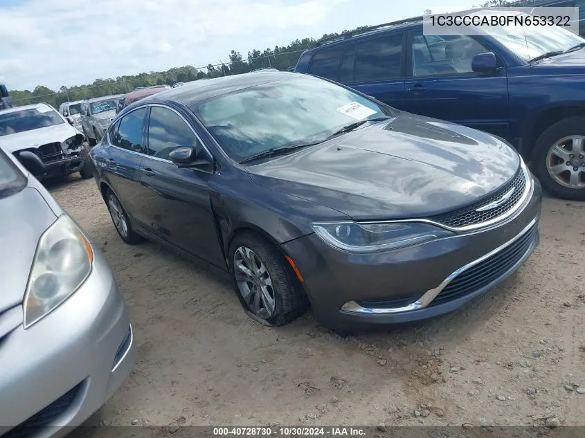 2015 Chrysler 200 Limited VIN: 1C3CCCAB0FN653322 Lot: 40728730