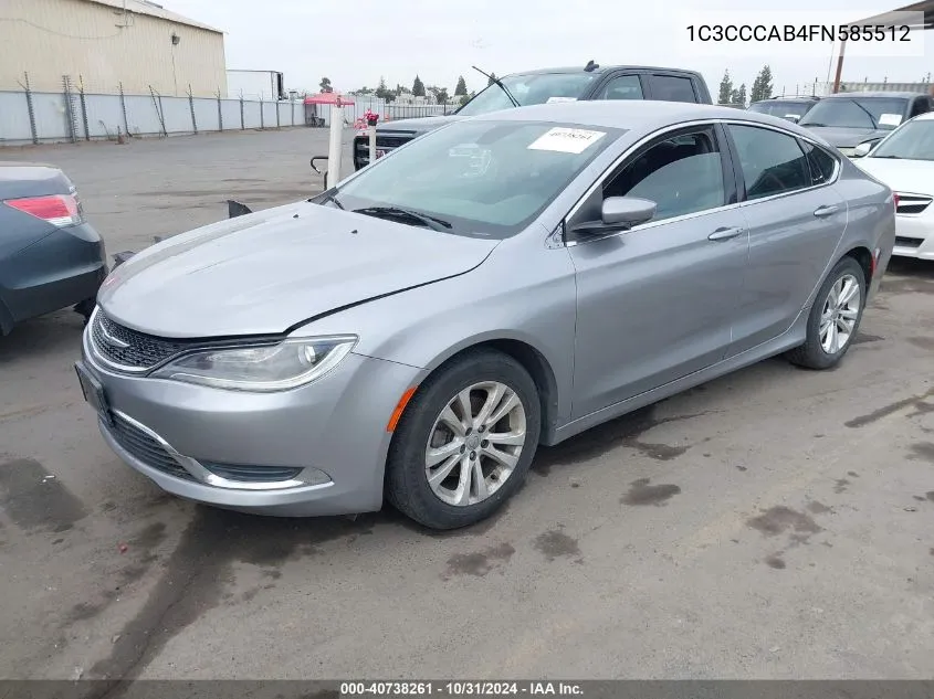 2015 Chrysler 200 Limited VIN: 1C3CCCAB4FN585512 Lot: 40738261