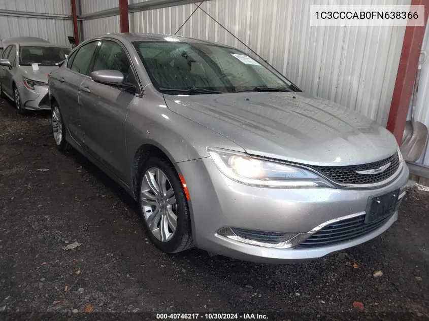 2015 Chrysler 200 Limited VIN: 1C3CCCAB0FN638366 Lot: 40746217