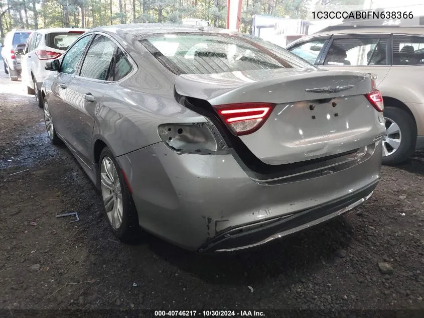 2015 Chrysler 200 Limited VIN: 1C3CCCAB0FN638366 Lot: 40746217