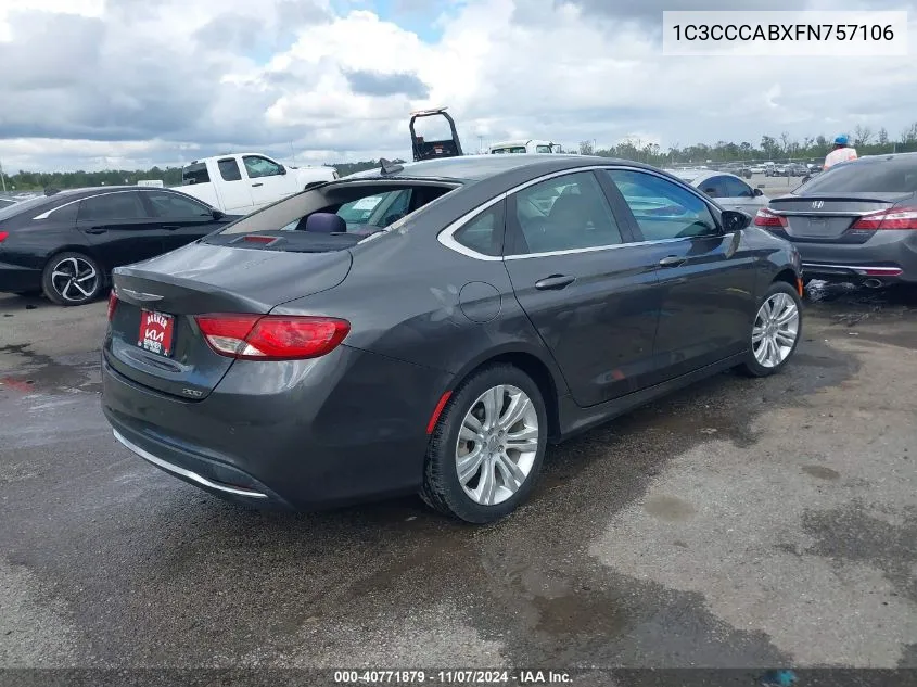 2015 Chrysler 200 Limited VIN: 1C3CCCABXFN757106 Lot: 40771879