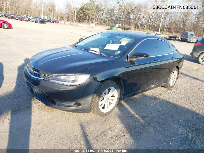 2015 Chrysler 200 Limited VIN: 1C3CCCAB4FN685061 Lot: 40786502