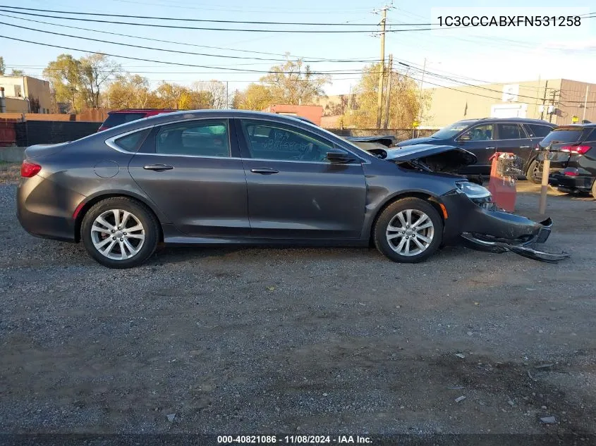 2015 Chrysler 200 Limited VIN: 1C3CCCABXFN531258 Lot: 40821086