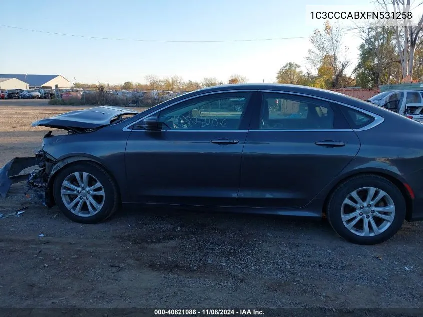 2015 Chrysler 200 Limited VIN: 1C3CCCABXFN531258 Lot: 40821086