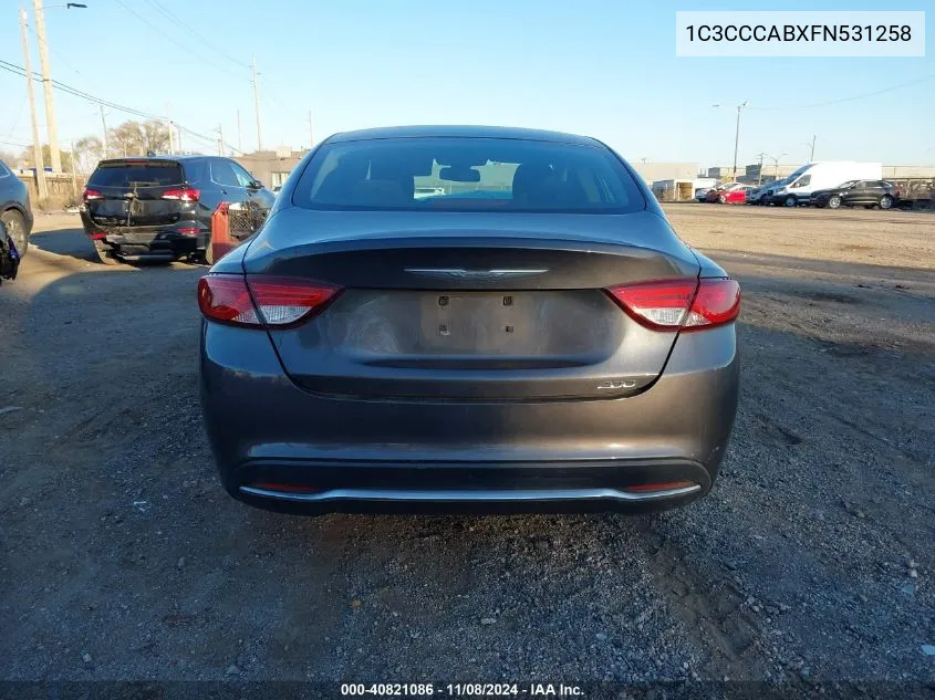 2015 Chrysler 200 Limited VIN: 1C3CCCABXFN531258 Lot: 40821086