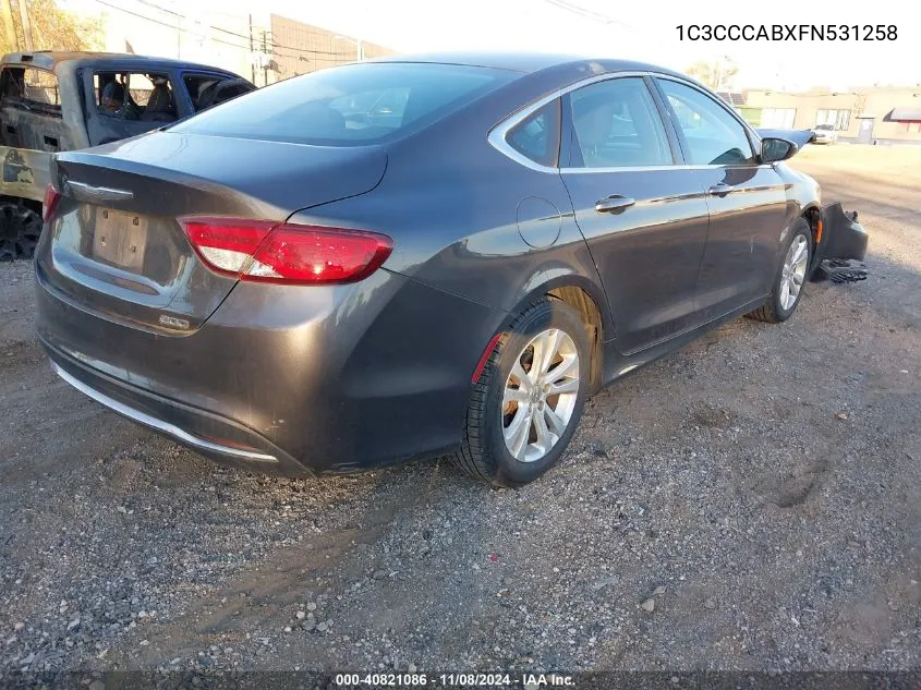 2015 Chrysler 200 Limited VIN: 1C3CCCABXFN531258 Lot: 40821086