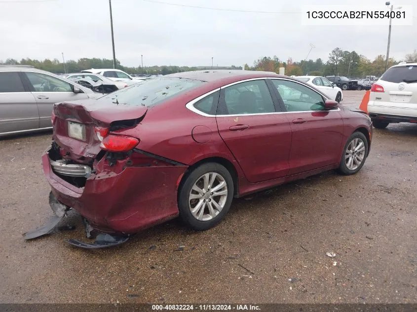 2015 Chrysler 200 Limited VIN: 1C3CCCAB2FN554081 Lot: 40832224