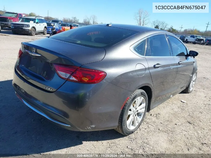 2015 Chrysler 200 Limited VIN: 1C3CCCAB4FN675047 Lot: 40835778