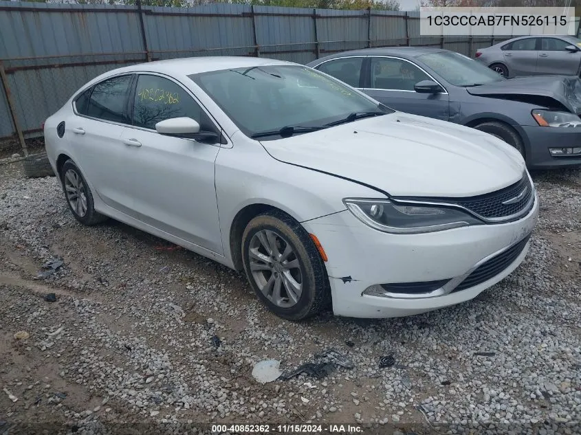 2015 Chrysler 200 Limited VIN: 1C3CCCAB7FN526115 Lot: 40852362