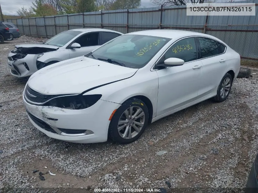 2015 Chrysler 200 Limited VIN: 1C3CCCAB7FN526115 Lot: 40852362