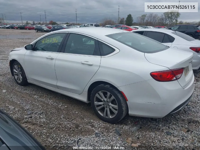 2015 Chrysler 200 Limited VIN: 1C3CCCAB7FN526115 Lot: 40852362