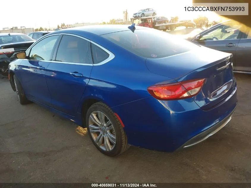 2015 Chrysler 200 Limited VIN: 1C3CCCABXFN753993 Lot: 40859031