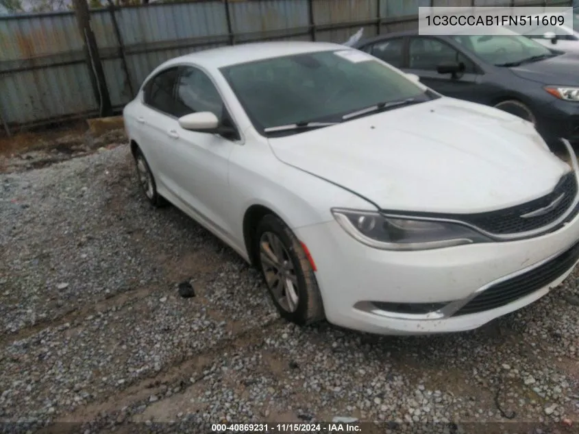 2015 Chrysler 200 Limited VIN: 1C3CCCAB1FN511609 Lot: 40869231