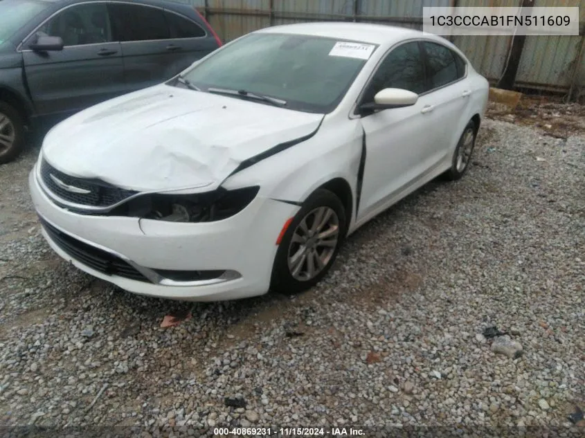 2015 Chrysler 200 Limited VIN: 1C3CCCAB1FN511609 Lot: 40869231