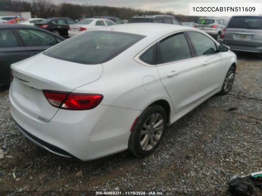 2015 Chrysler 200 Limited VIN: 1C3CCCAB1FN511609 Lot: 40869231