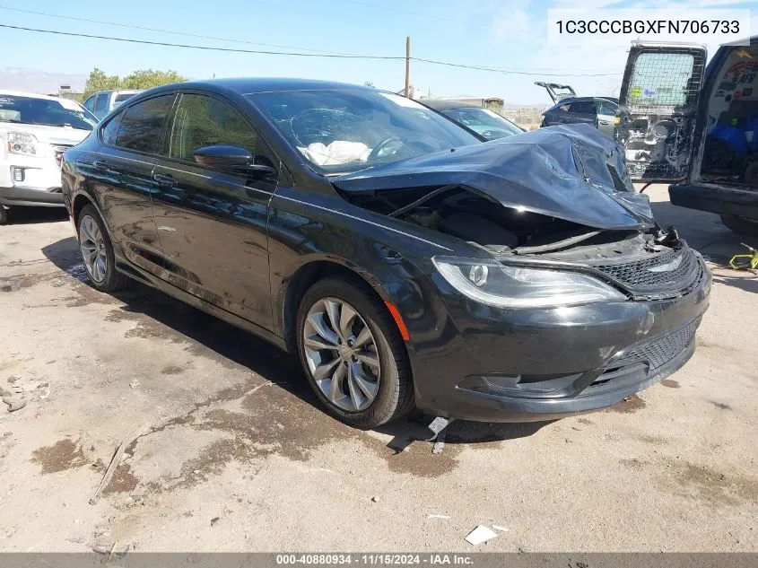 2015 Chrysler 200 S VIN: 1C3CCCBGXFN706733 Lot: 40880934