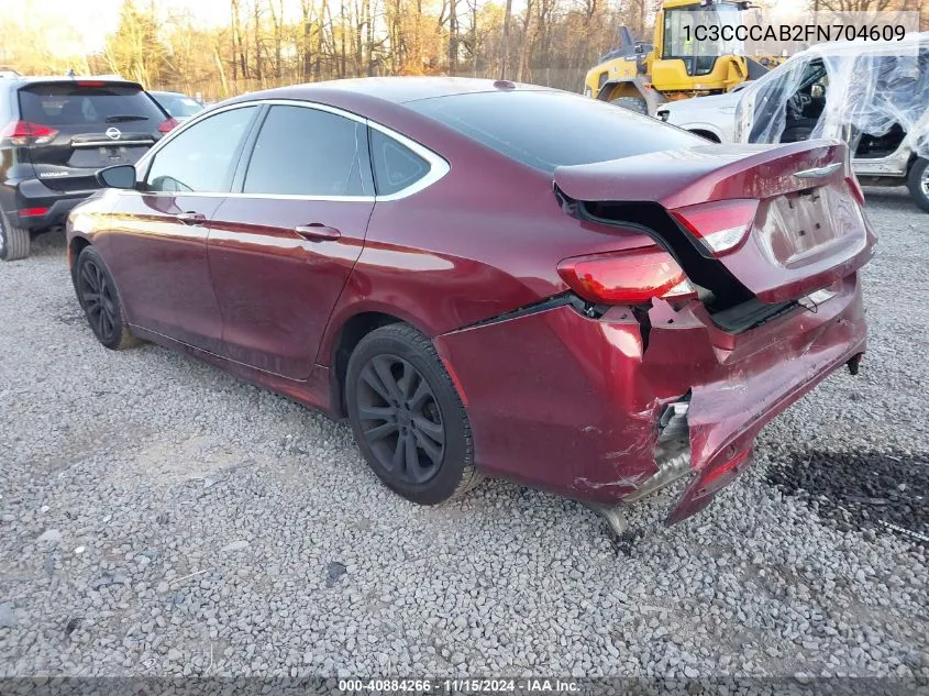 2015 Chrysler 200 Limited VIN: 1C3CCCAB2FN704609 Lot: 40884266