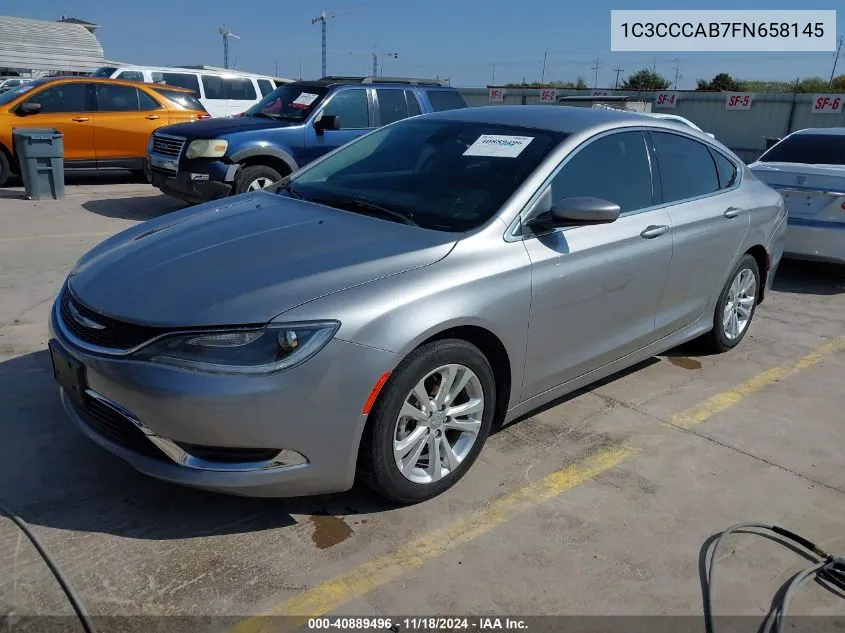 2015 Chrysler 200 Limited VIN: 1C3CCCAB7FN658145 Lot: 40889496