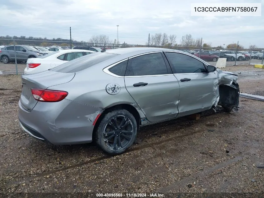 2015 Chrysler 200 Limited VIN: 1C3CCCAB9FN758067 Lot: 40895565