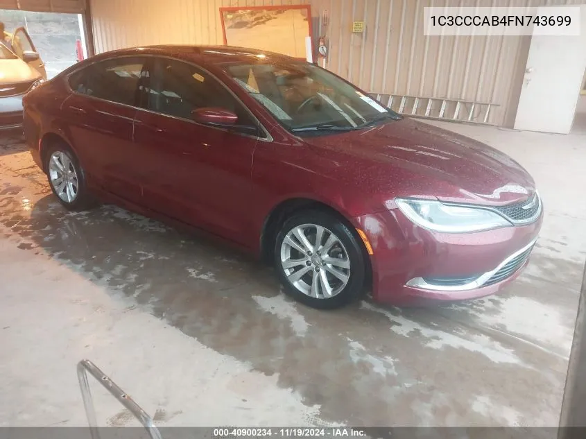 2015 Chrysler 200 Limited VIN: 1C3CCCAB4FN743699 Lot: 40900234