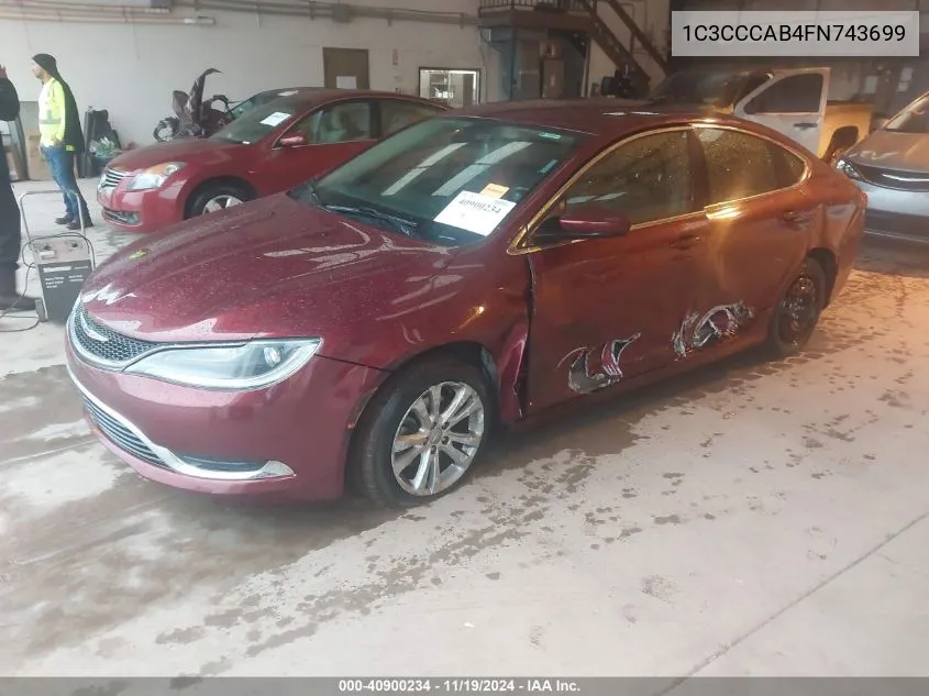 2015 Chrysler 200 Limited VIN: 1C3CCCAB4FN743699 Lot: 40900234