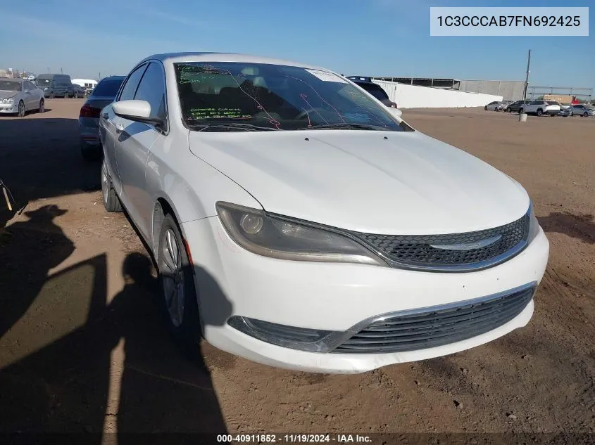 2015 Chrysler 200 Limited VIN: 1C3CCCAB7FN692425 Lot: 40911852