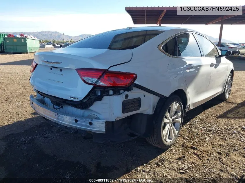 2015 Chrysler 200 Limited VIN: 1C3CCCAB7FN692425 Lot: 40911852