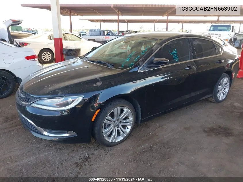 2015 Chrysler 200 Limited VIN: 1C3CCCAB2FN663902 Lot: 40920338